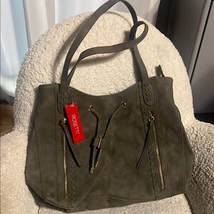 Rosetti Green Shoulder Bag with Suede Finish